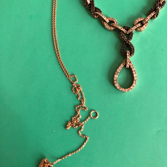 Gorgeous white & brown diamond rose gold necklace - Picture 8 of 10